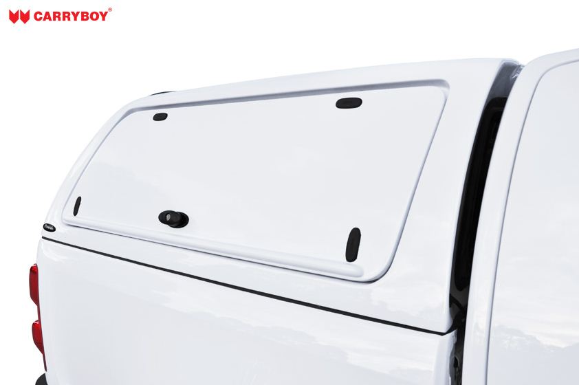 Volkwagen Amarok Hardtop von CARRYBOY mit seitlichen Klappen aus Kunststoff lackierte Seitenklappen