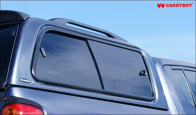 CARRYBOY Hardtop mit Schiebefenster 560-MTD Mitsubishi L200 Doppelkabine Kurzbett 2005-2015 belastbare Dachreling
